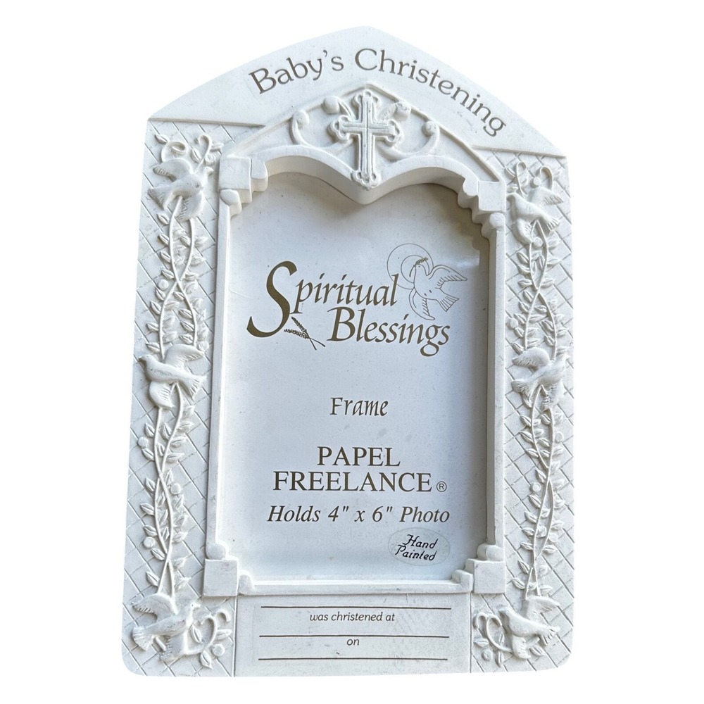 Papel Freelance Spiritual Blessings Babys Christening 4x6 Picture Frame White